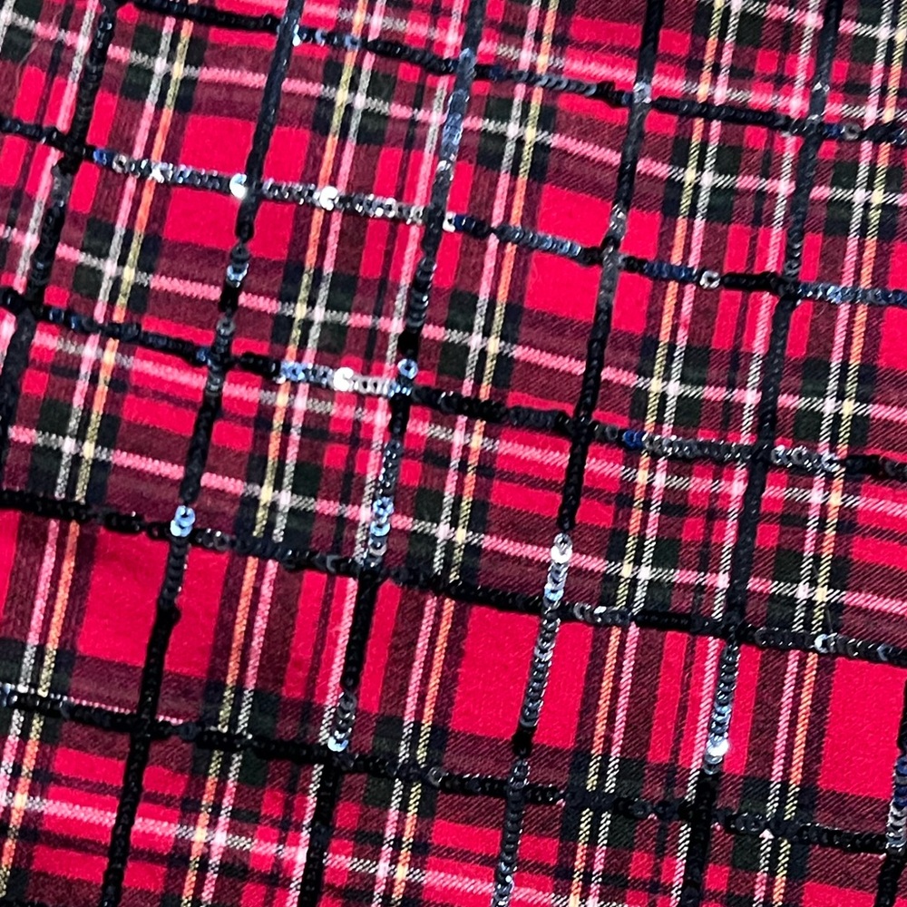 Women’s Vineyard Vines Red Plaid sequin Mini Skirt NWT size 00 - Picture 2 of 4